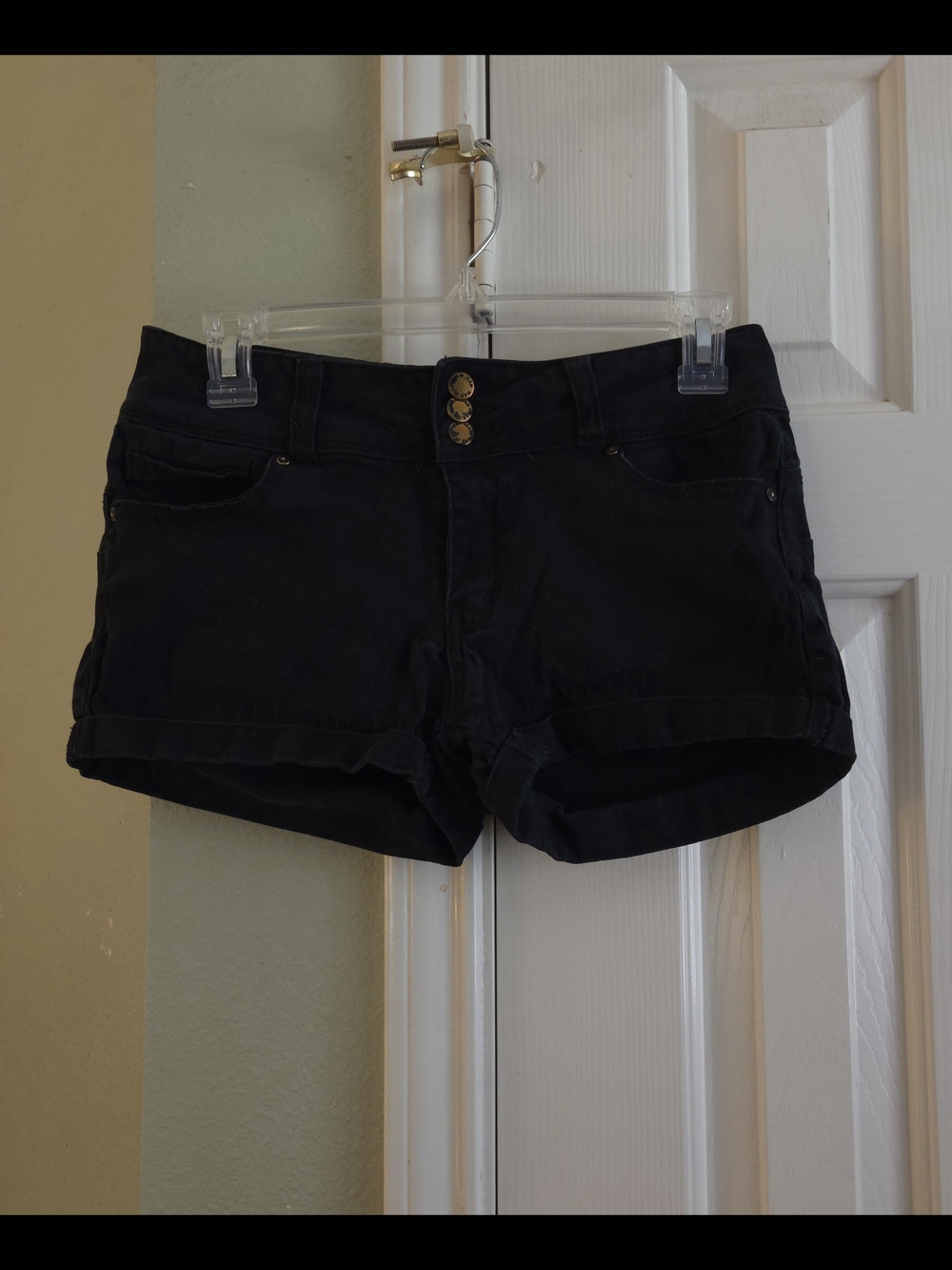 Wax Jean Black Roll-Cuff Kids Shorts